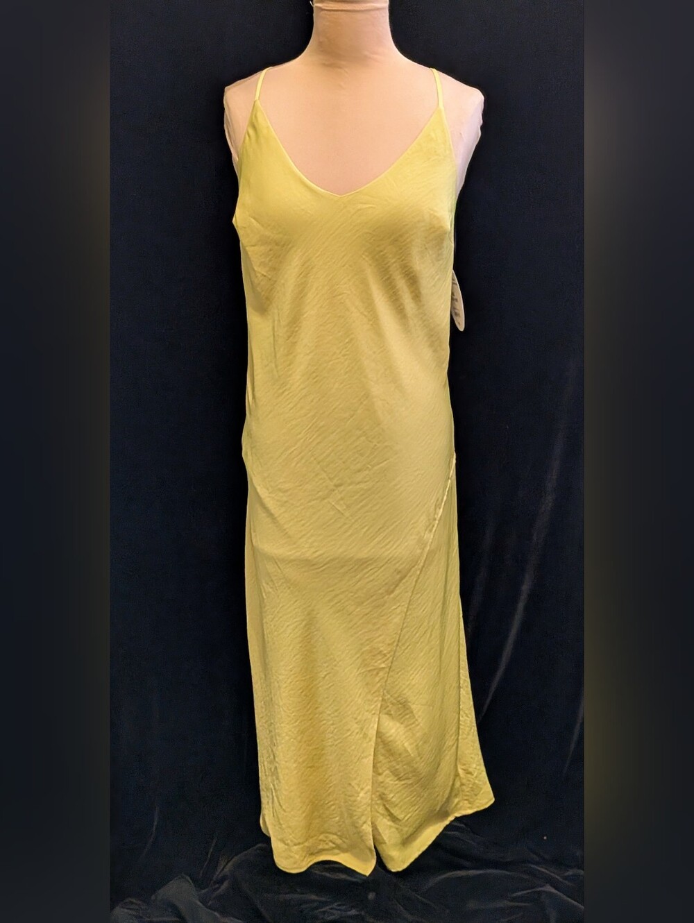 NWT CHARTREUSE Bias Cut Satiny Slip Dress By SCOOP NYC Wedding Guest XL,16-18
